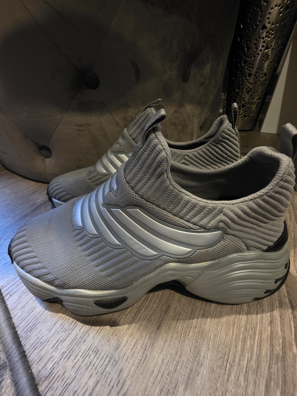 Unisex Emporio Armani Slip-On Athletic Sneakers in Gray